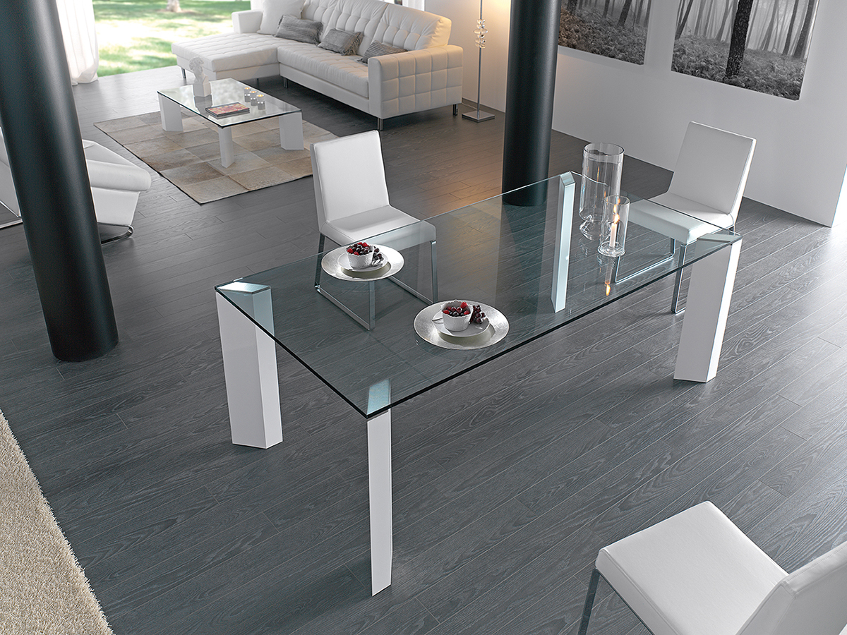dining table metal glass model logic design modern ramiro tarazona