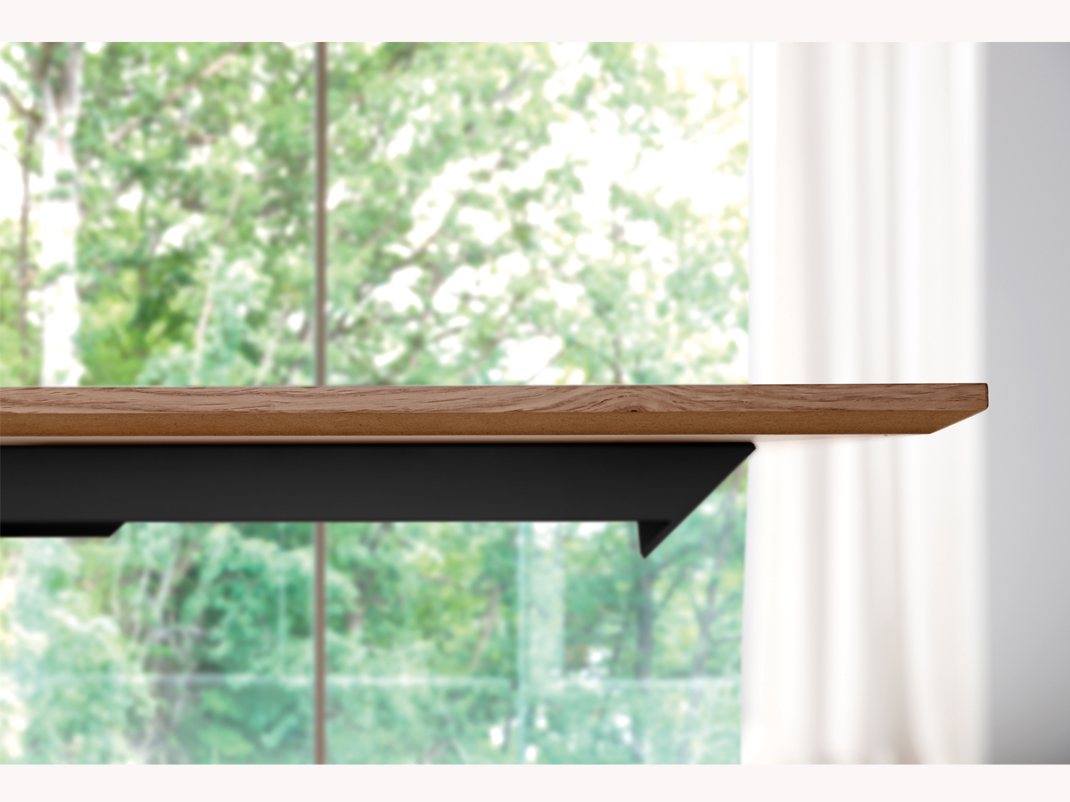 detalle mesa comedor extensible metal madera xenon diseno moderna novedad ramiro tarazona