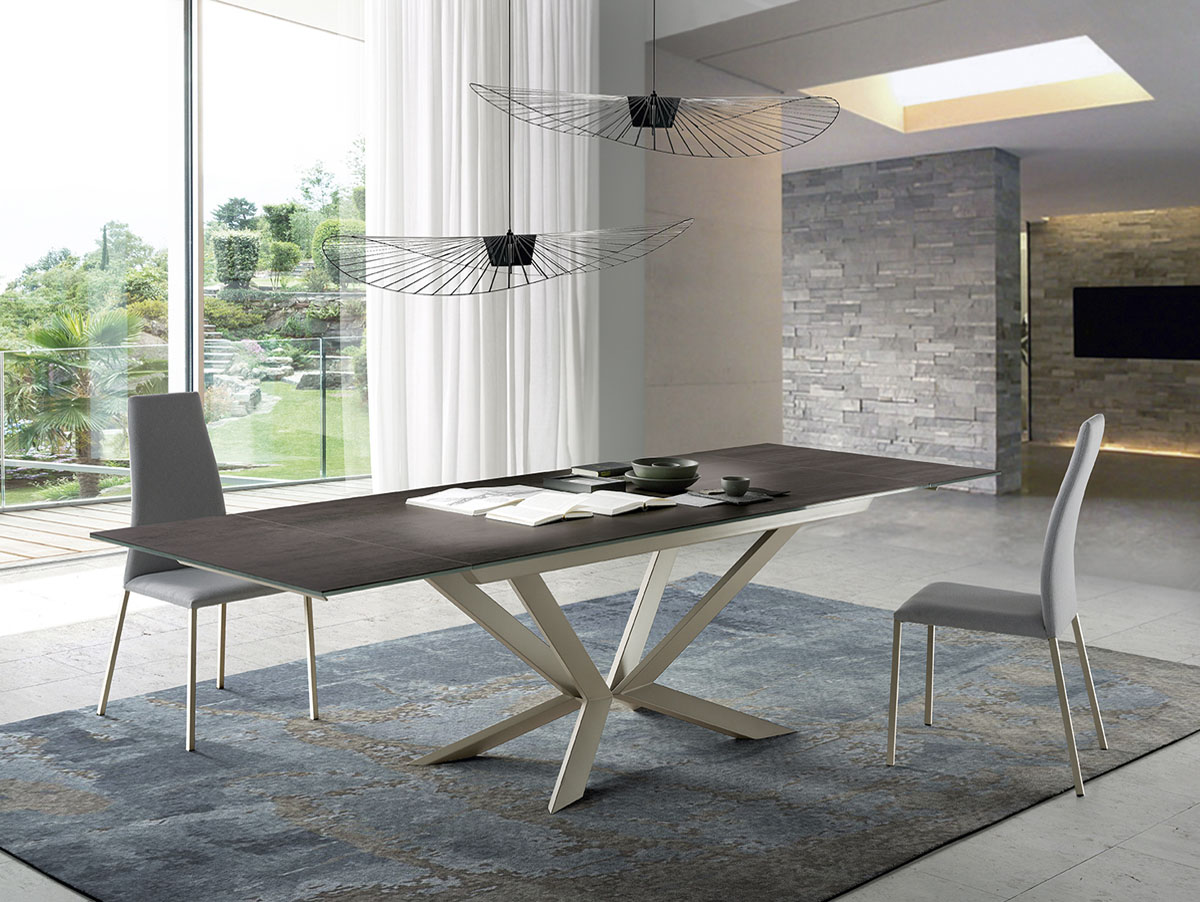 dining table extendable metal ceramic desing